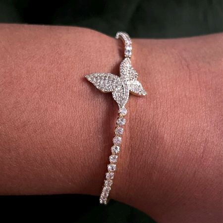 18K Gold Plated Sparkling Butterfly Zirconia Bracelet